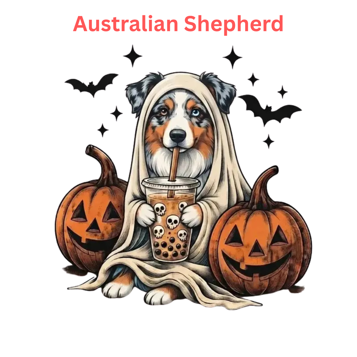 Comfort Colors® Custom Ghost & Boba Tea Halloween Dog T-Shirt