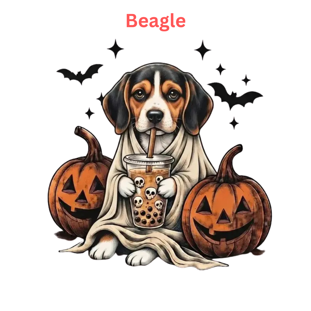 Comfort Colors® Custom Ghost & Boba Tea Halloween Dog T-Shirt