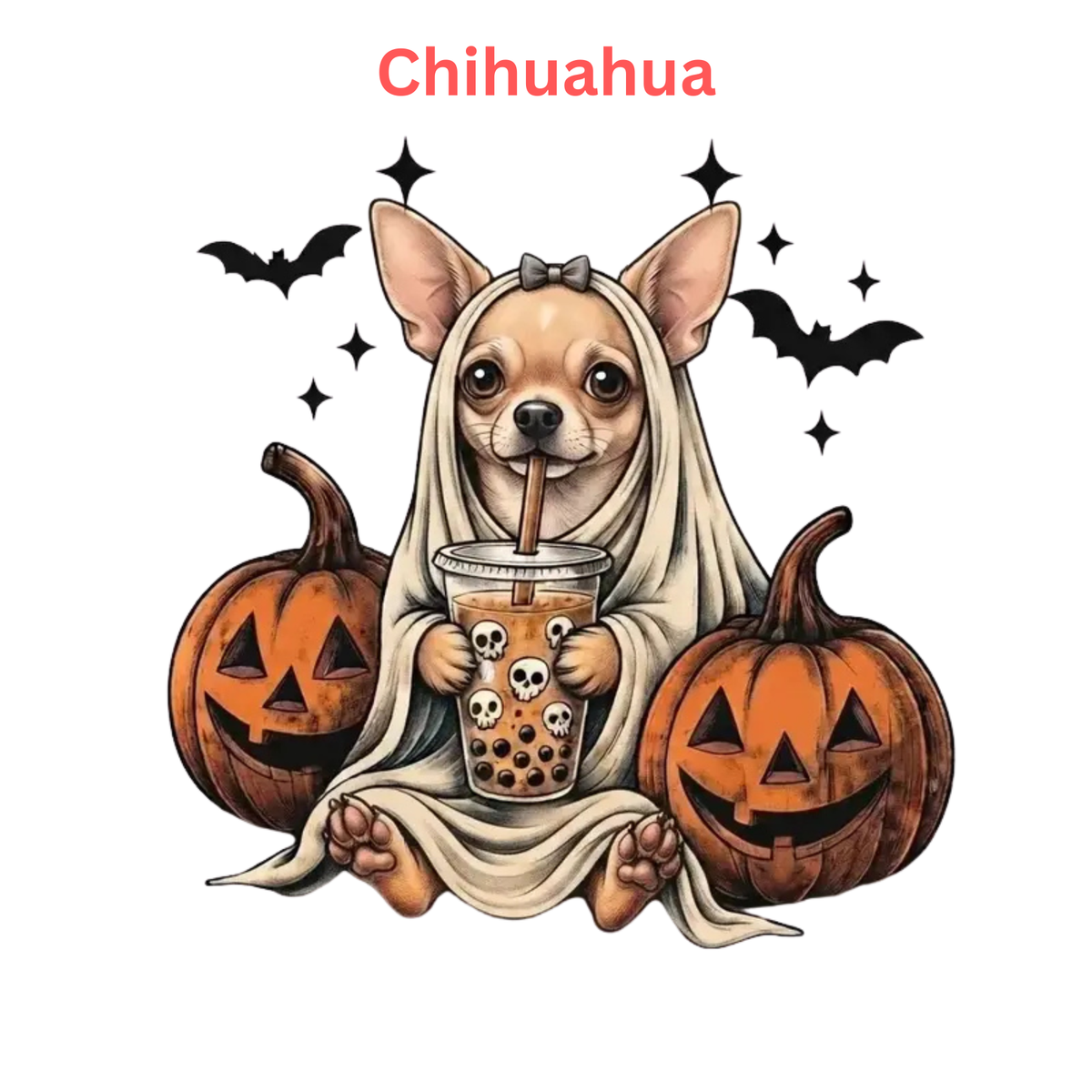 Comfort Colors® Custom Ghost & Boba Tea Halloween Dog T-Shirt