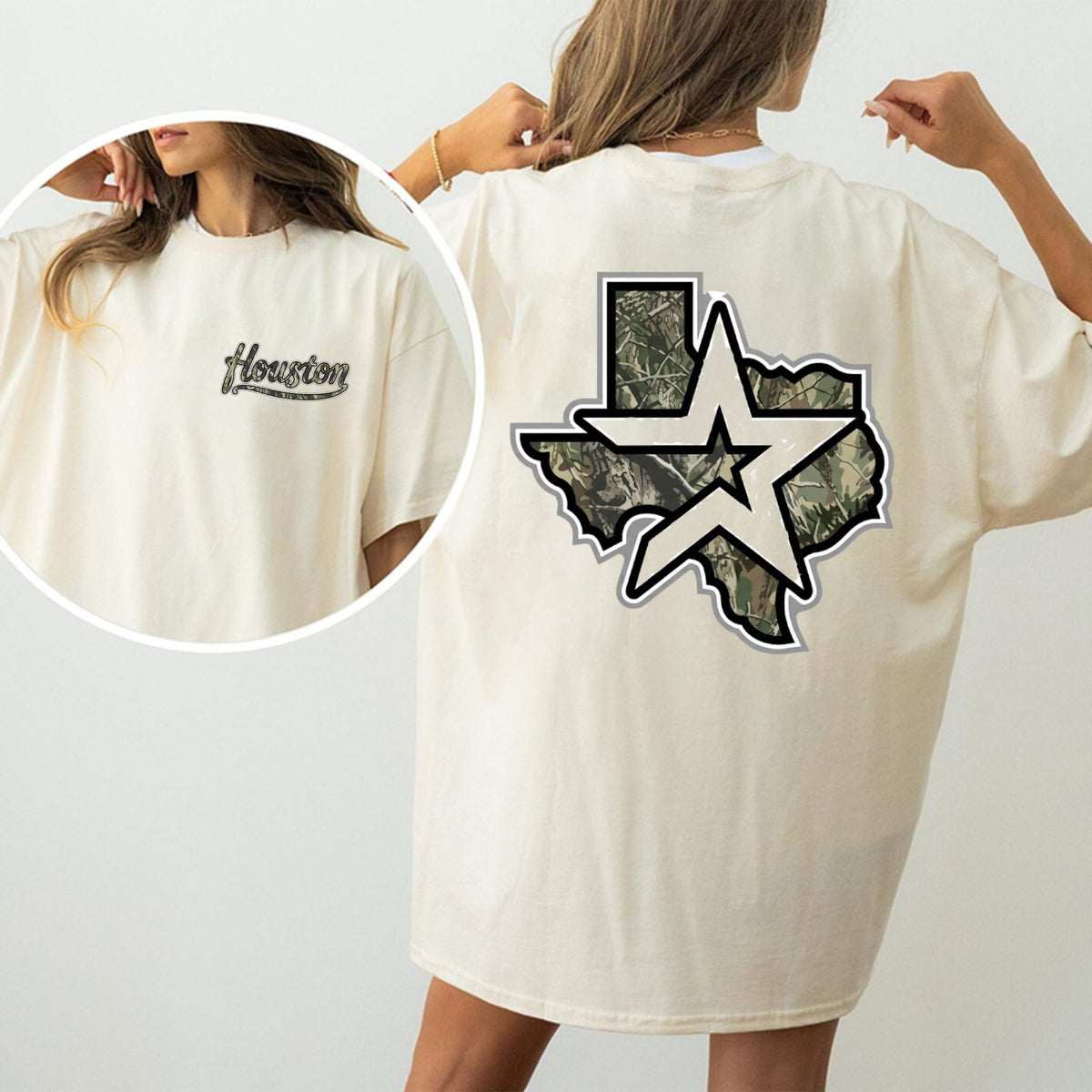 Lone Star Camouflage Duty T-Shirt – Houston Texas Dual-Print Patriot Graphic Tee