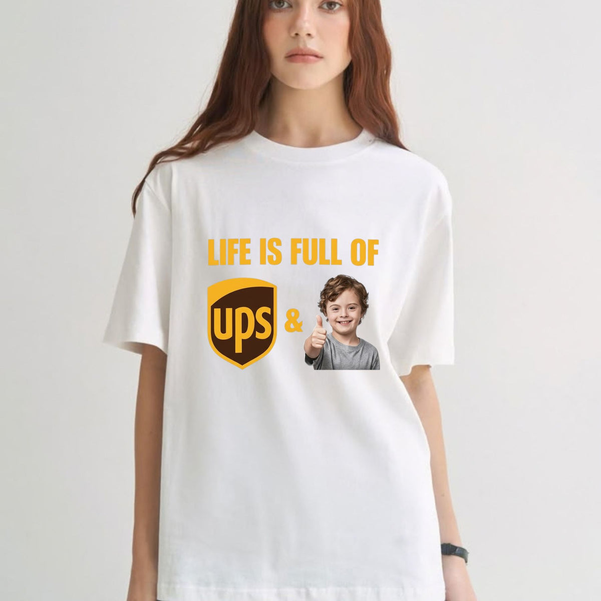 Funny Meme Top – Life Is Full Of UPS & Thumbs Up Kid Graphic Apparel