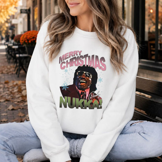 Merry Christmas Nuggah Sweatshirt – Funny Retro Holiday Movie Graphic Pullover