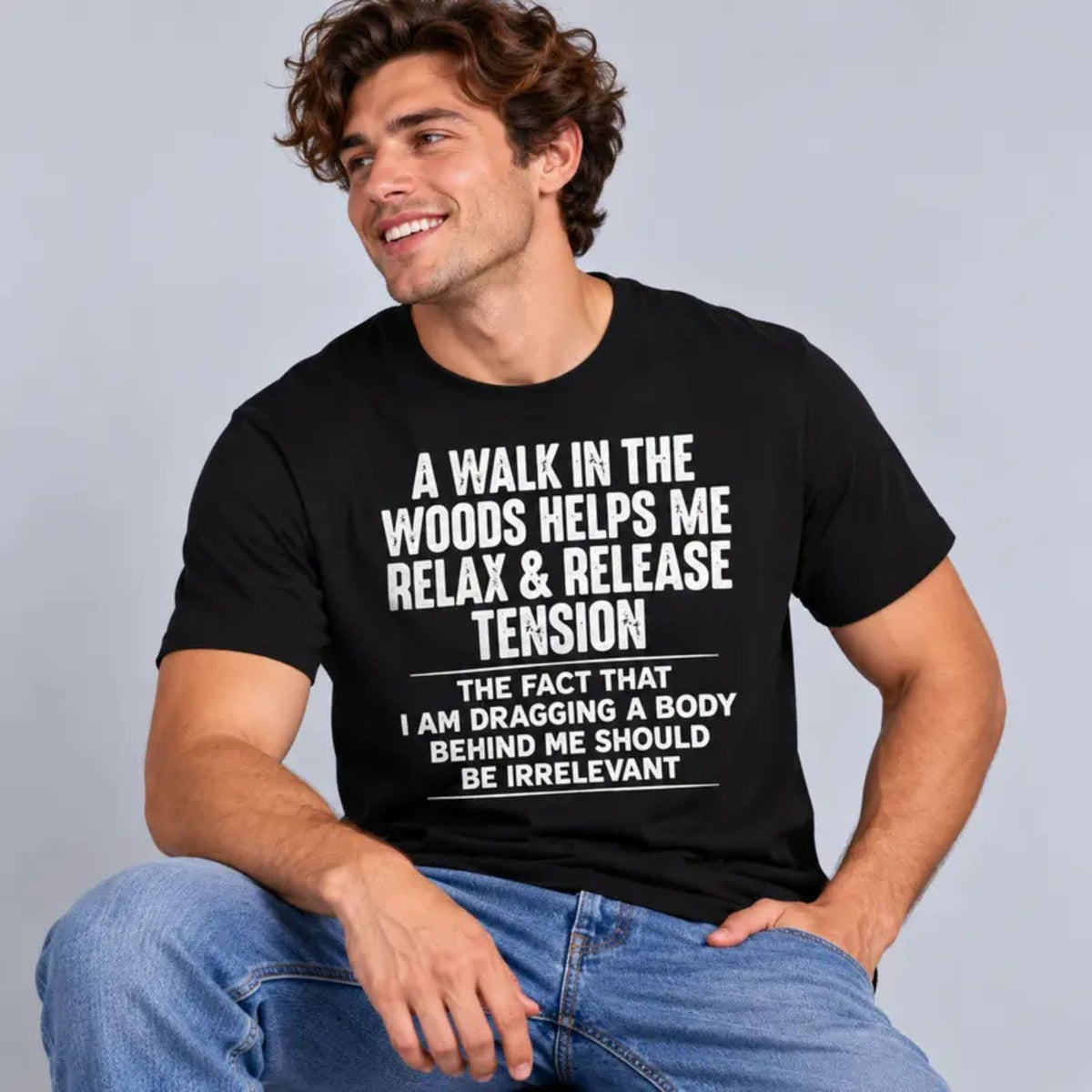 Lost In The Woods Therapy T-Shirt – Distressed Dark Humor Nature Graphic Tee