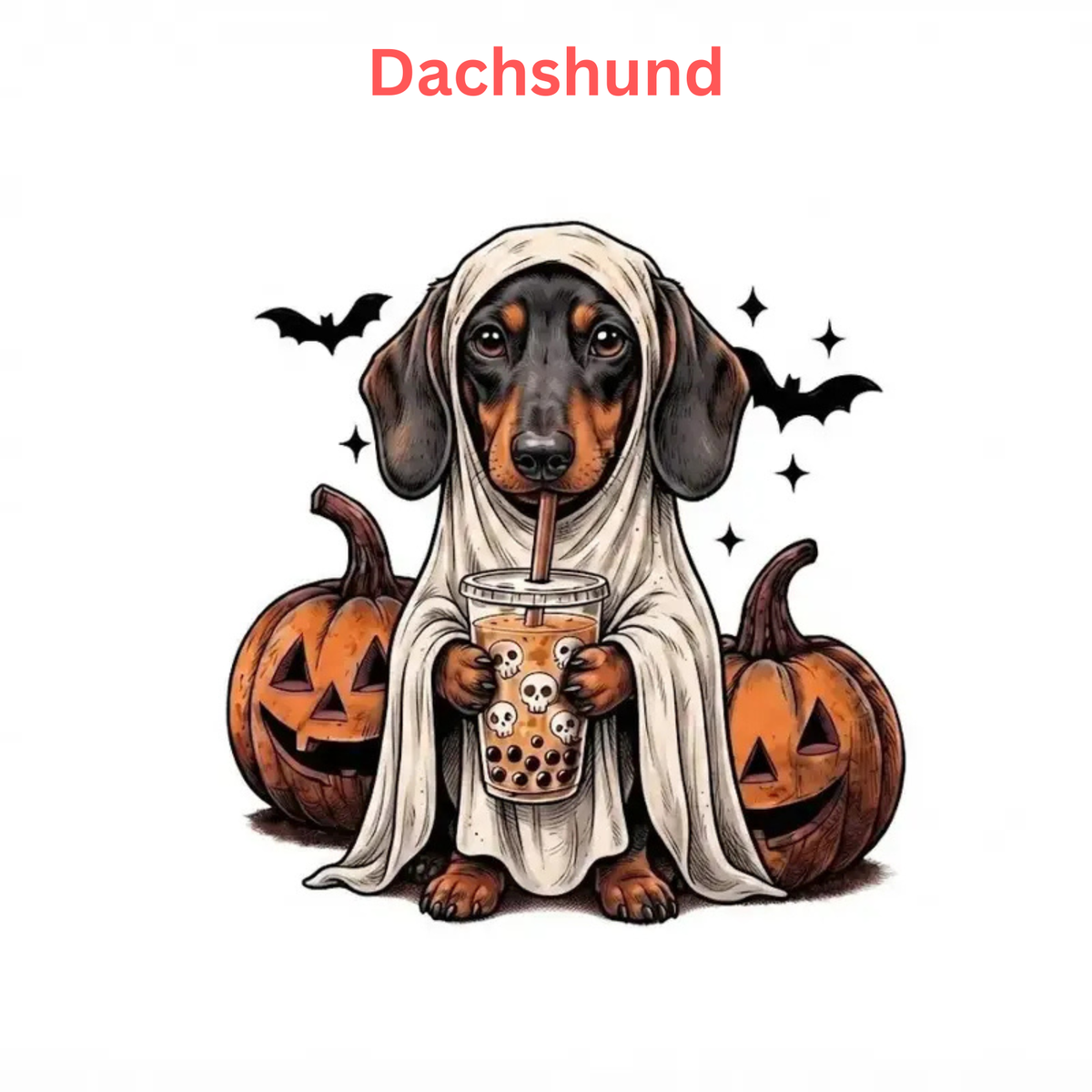 Comfort Colors® Custom Ghost & Boba Tea Halloween Dog T-Shirt