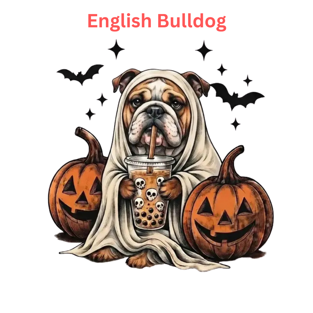 Comfort Colors® Custom Ghost & Boba Tea Halloween Dog T-Shirt
