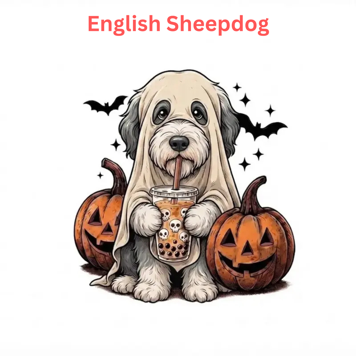 Comfort Colors® Custom Ghost & Boba Tea Halloween Dog T-Shirt