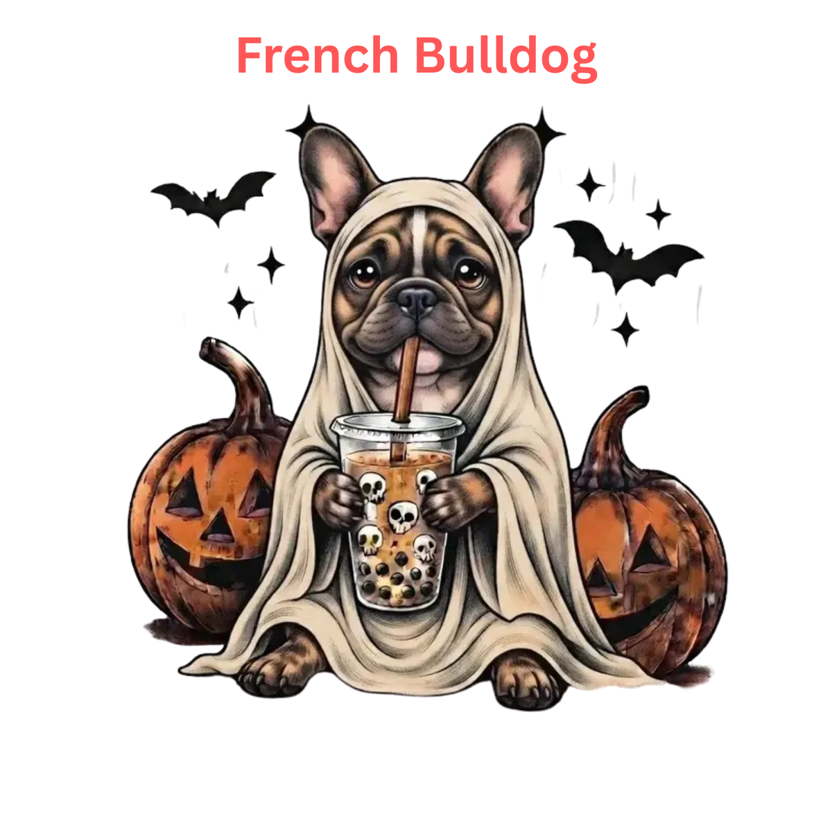 Comfort Colors® Custom Ghost & Boba Tea Halloween Dog T-Shirt