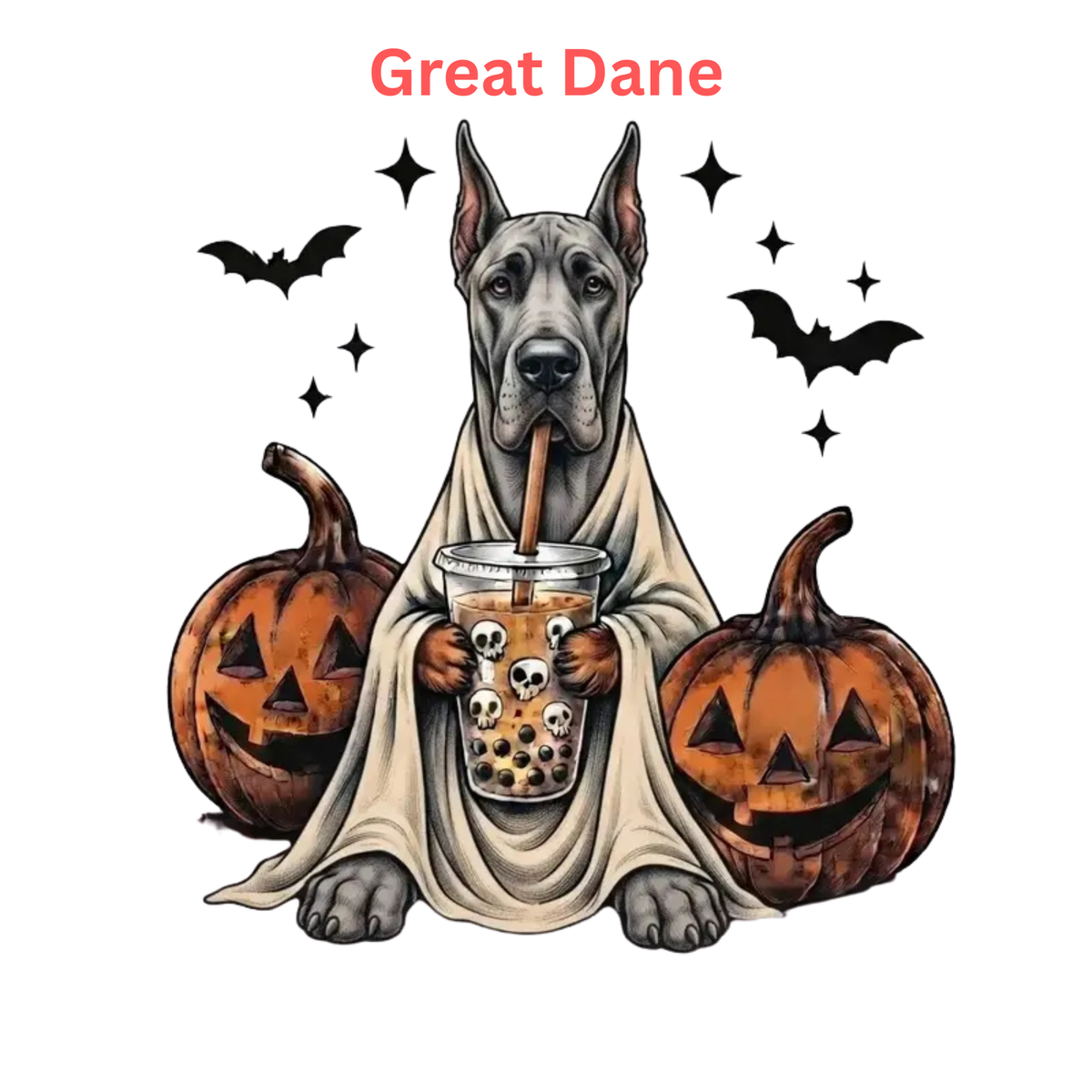 Comfort Colors® Custom Ghost & Boba Tea Halloween Dog T-Shirt