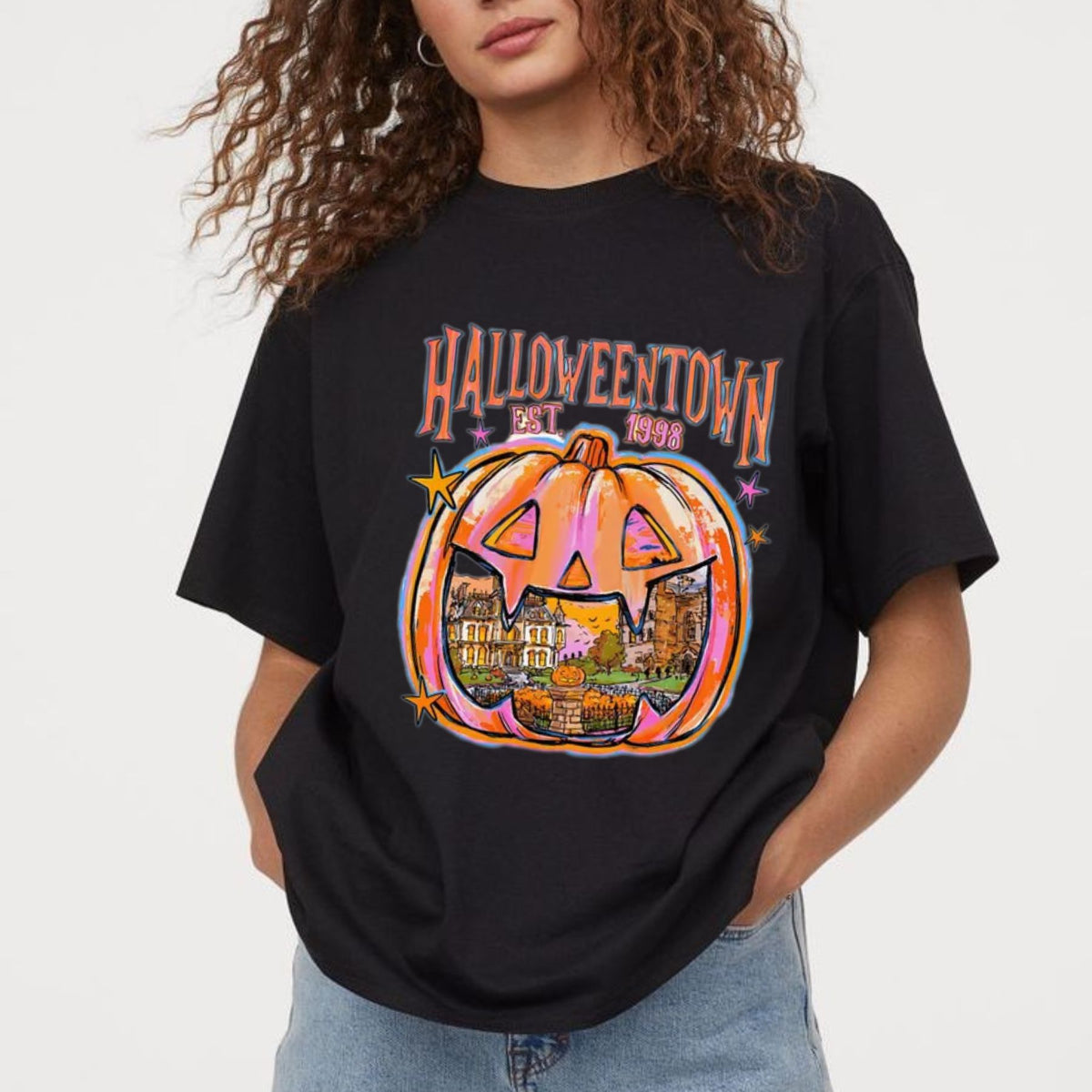 Halloween Town University T-Shirt – Retro Pumpkin Spooky Season Preppy Graphic Tee