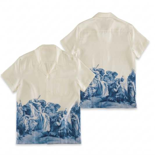 Greek Mythology Oil Painting Silk Hawaiian Camp Collar Shirt