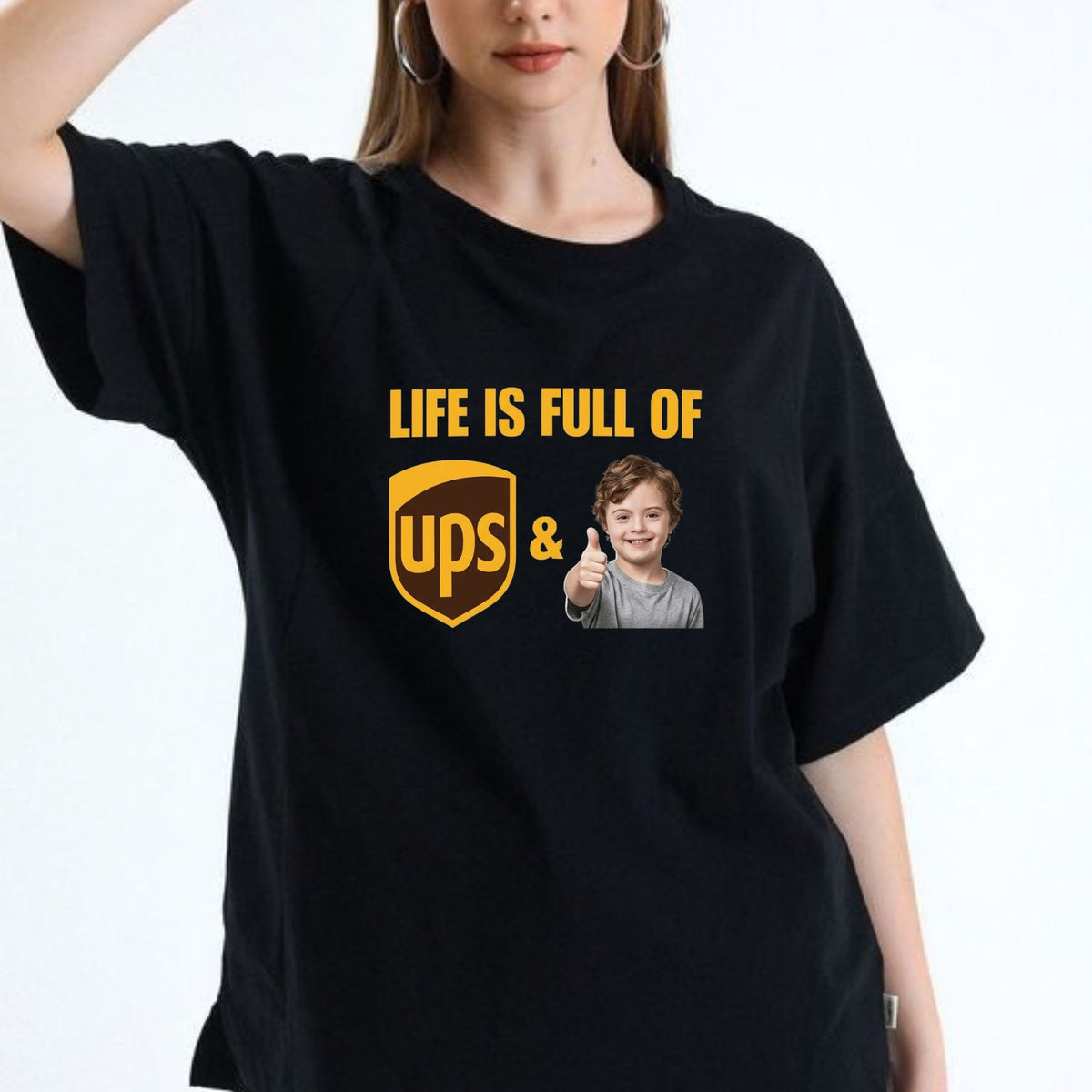 Funny Meme Top – Life Is Full Of UPS & Thumbs Up Kid Graphic Apparel