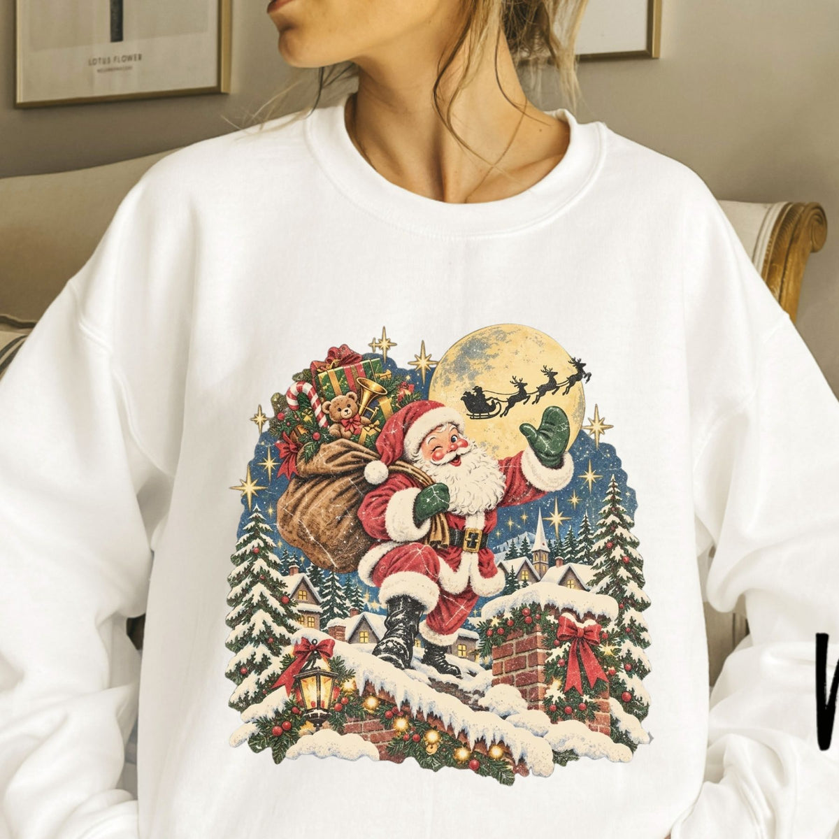 Vintage 90s Retro Santa Christmas Sweatshirt – Classic Holiday Graphic Pullover