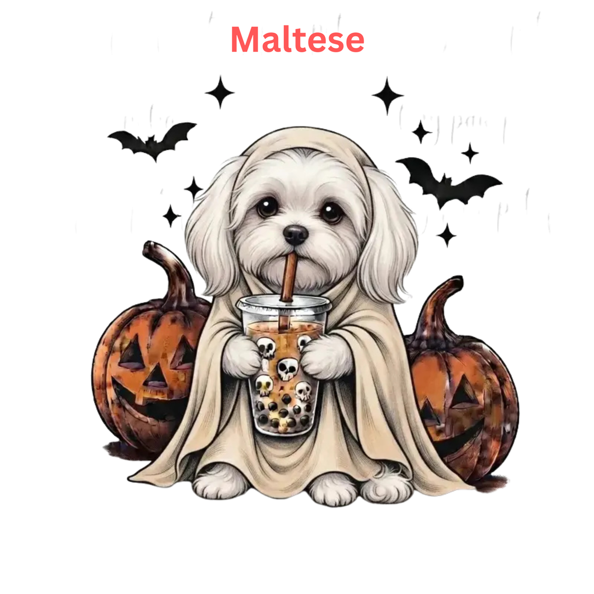 Comfort Colors® Custom Ghost & Boba Tea Halloween Dog T-Shirt