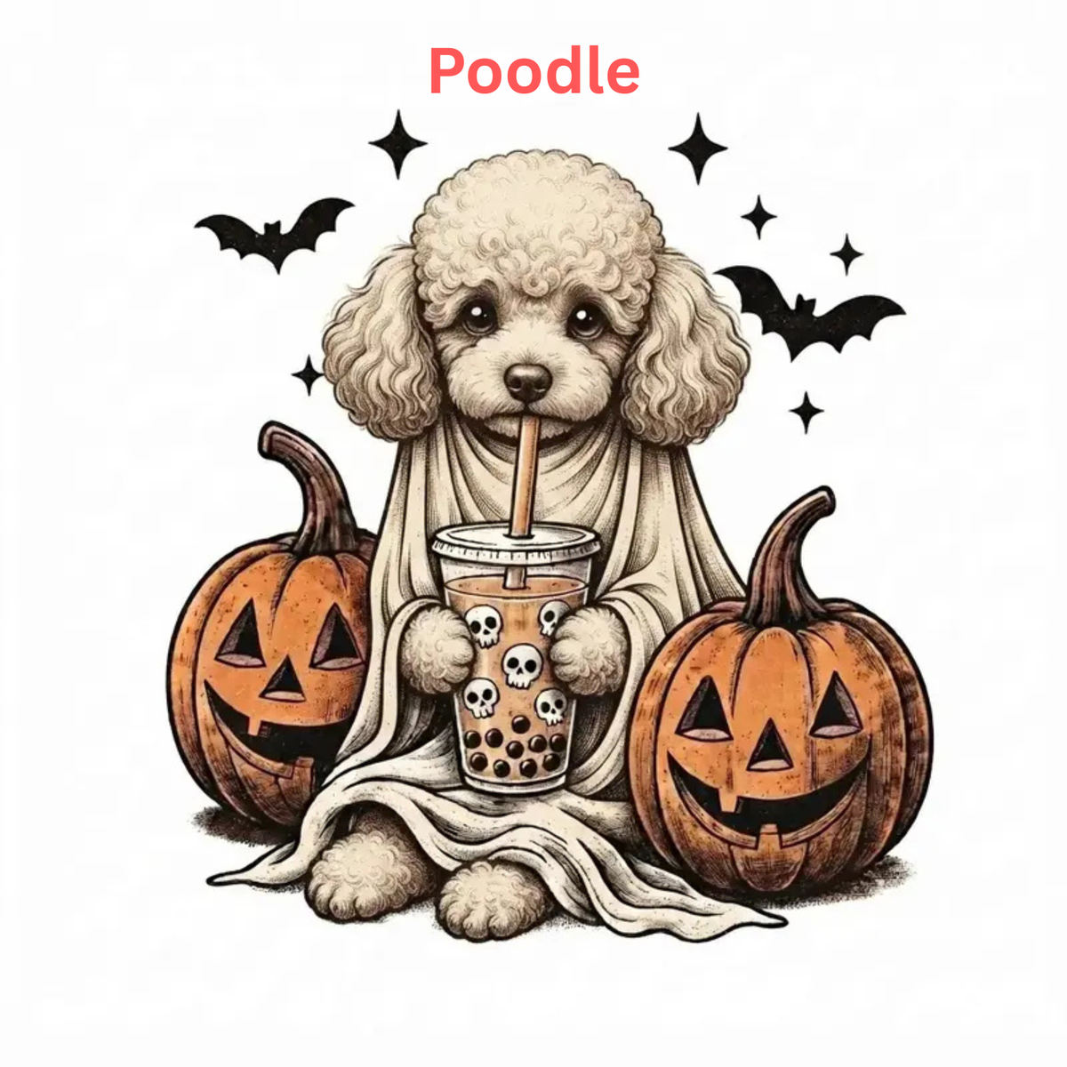 Comfort Colors® Custom Ghost & Boba Tea Halloween Dog T-Shirt
