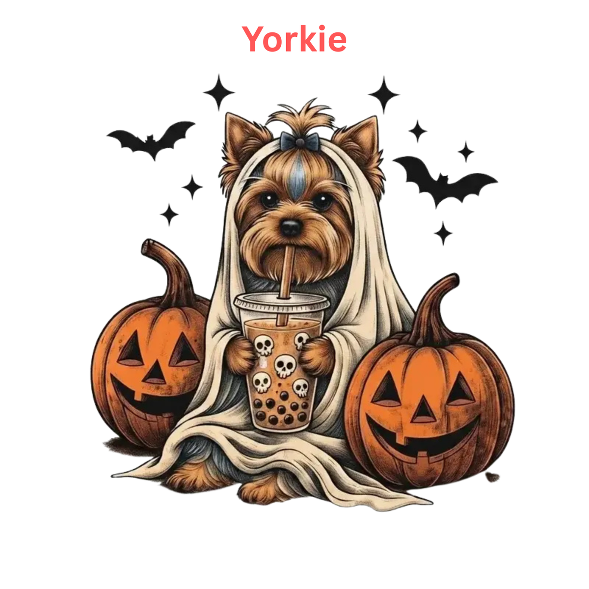 Comfort Colors® Custom Ghost & Boba Tea Halloween Dog T-Shirt