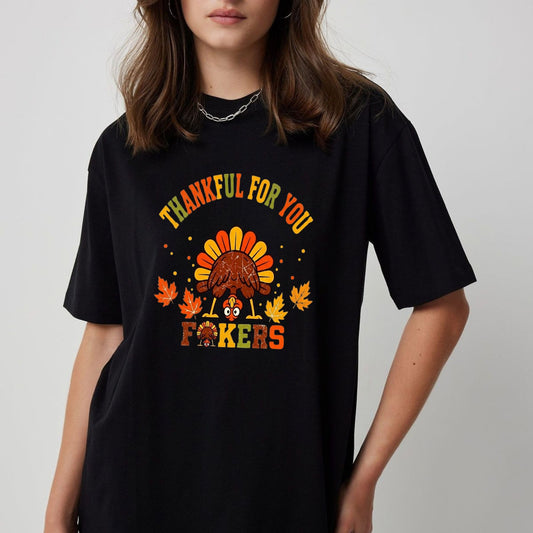 Sarcastic Squad Gratitude T-Shirt – Vintage Friendsgiving Humor Graphic Tee