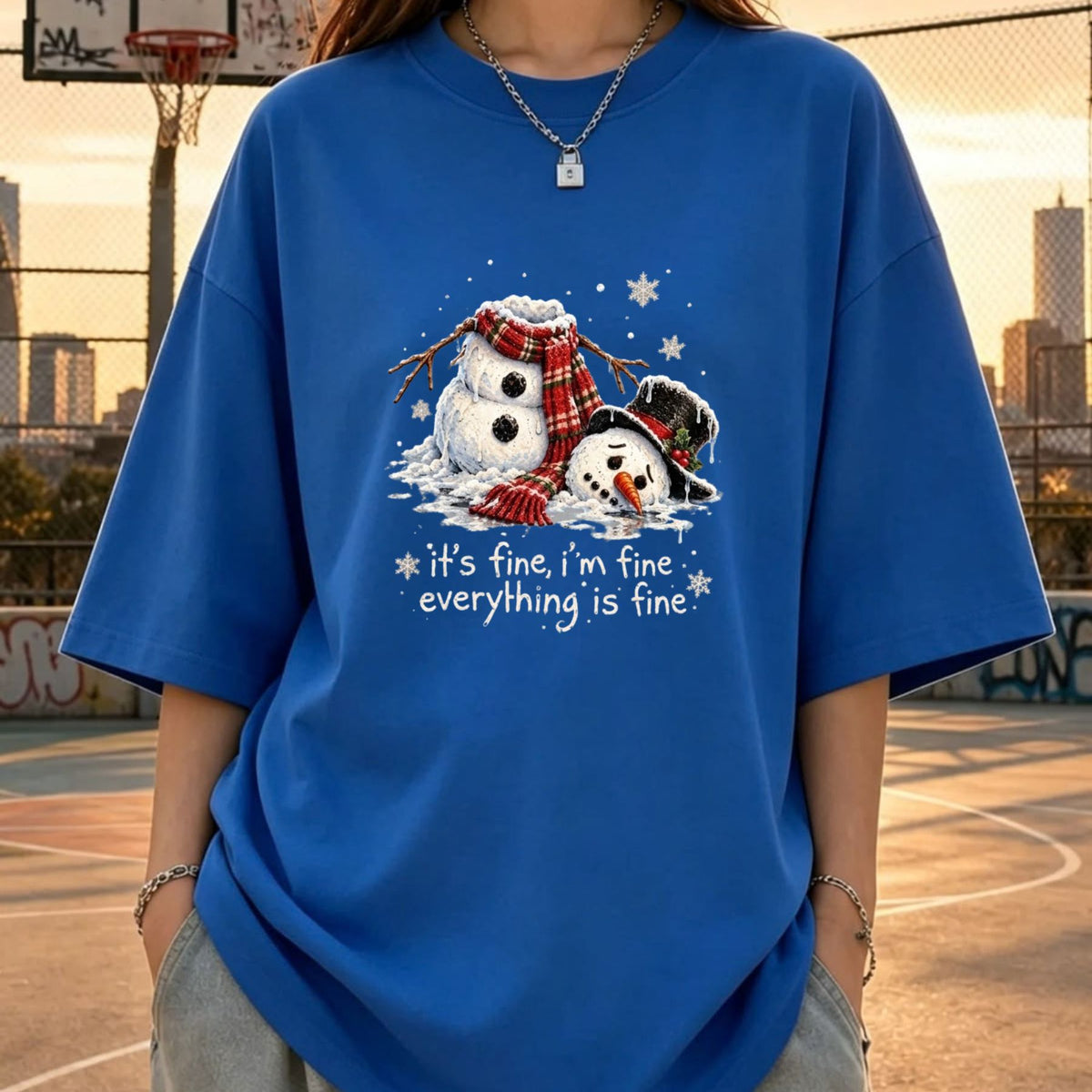 Melting Snowman Everything’s Fine T-Shirt – Funny Sarcastic Holiday Chaos Graphic Tee