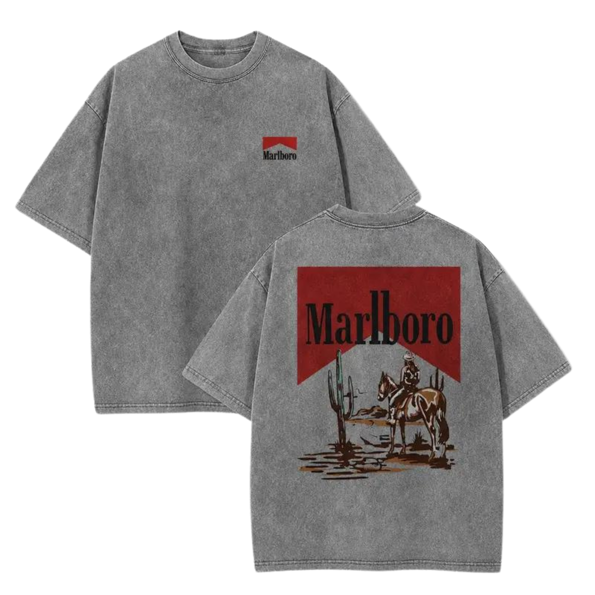 Vintage Acid Wash Cowboy Art Dark Americana Graphic T-Shirt