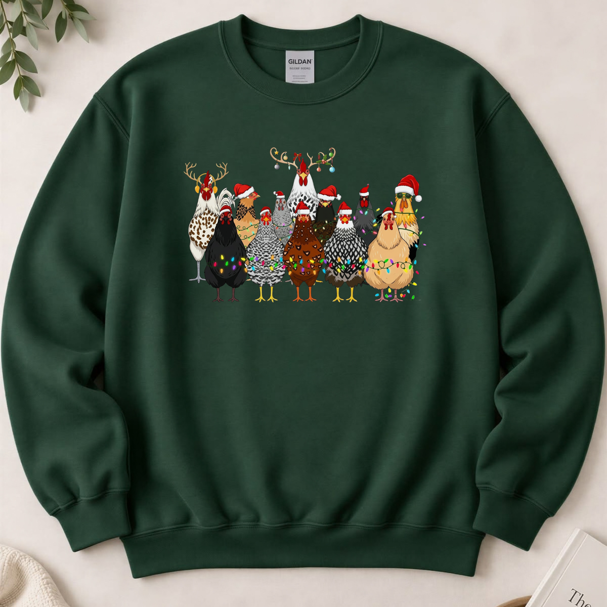Cluckmas Crewneck – Funny Farm Animal Festive Hen & Rooster Holiday Sweatshirt