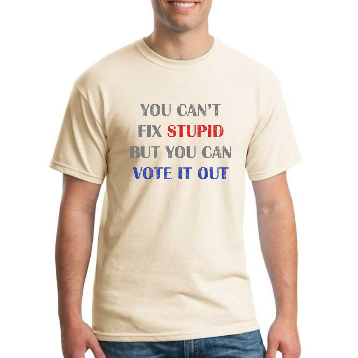"You Can't Fix Stupid But You Can Vote It Out" Sarcastic Political Graphic T-Shirt