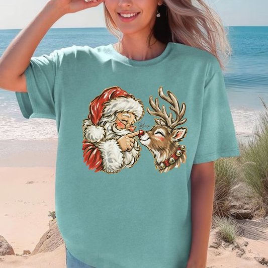 Comfort Colors® Santa & Reindeer Christmas T-Shirt
