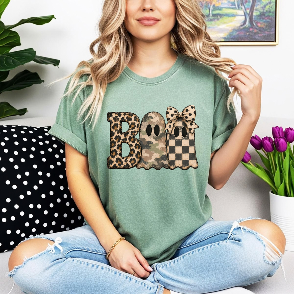Wild Haunt Boo Tee – Comfort Colors Leopard Camo Halloween Shirt