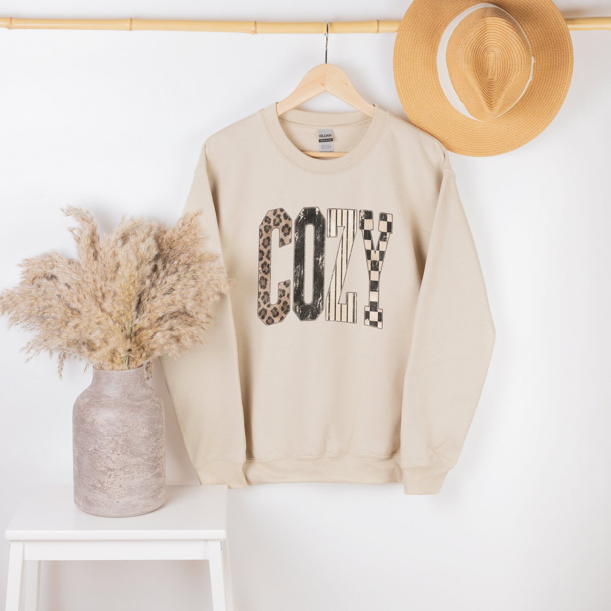 Leopard Stripe Mama Wifey Fleece Sweatshirt