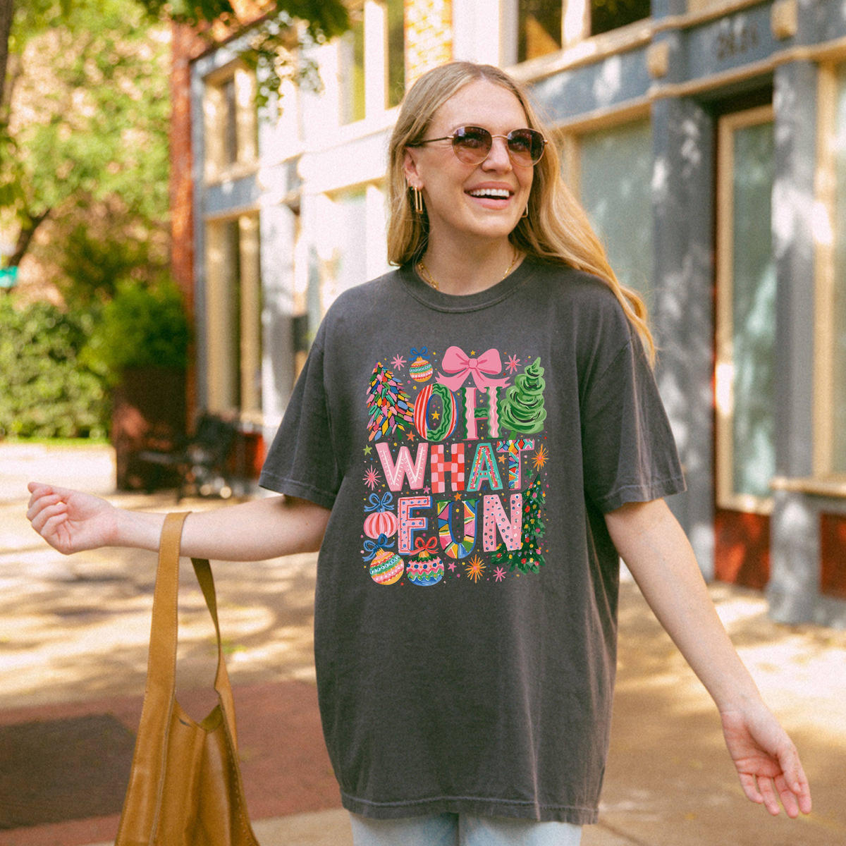 Jolly Jamboree Tee – Retro "Oh What Fun" Festive Christmas Graphic Shirt