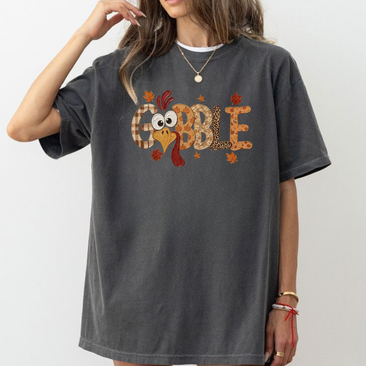 Retro Minimalist "Gobble" Thanksgiving Graphic Shirt