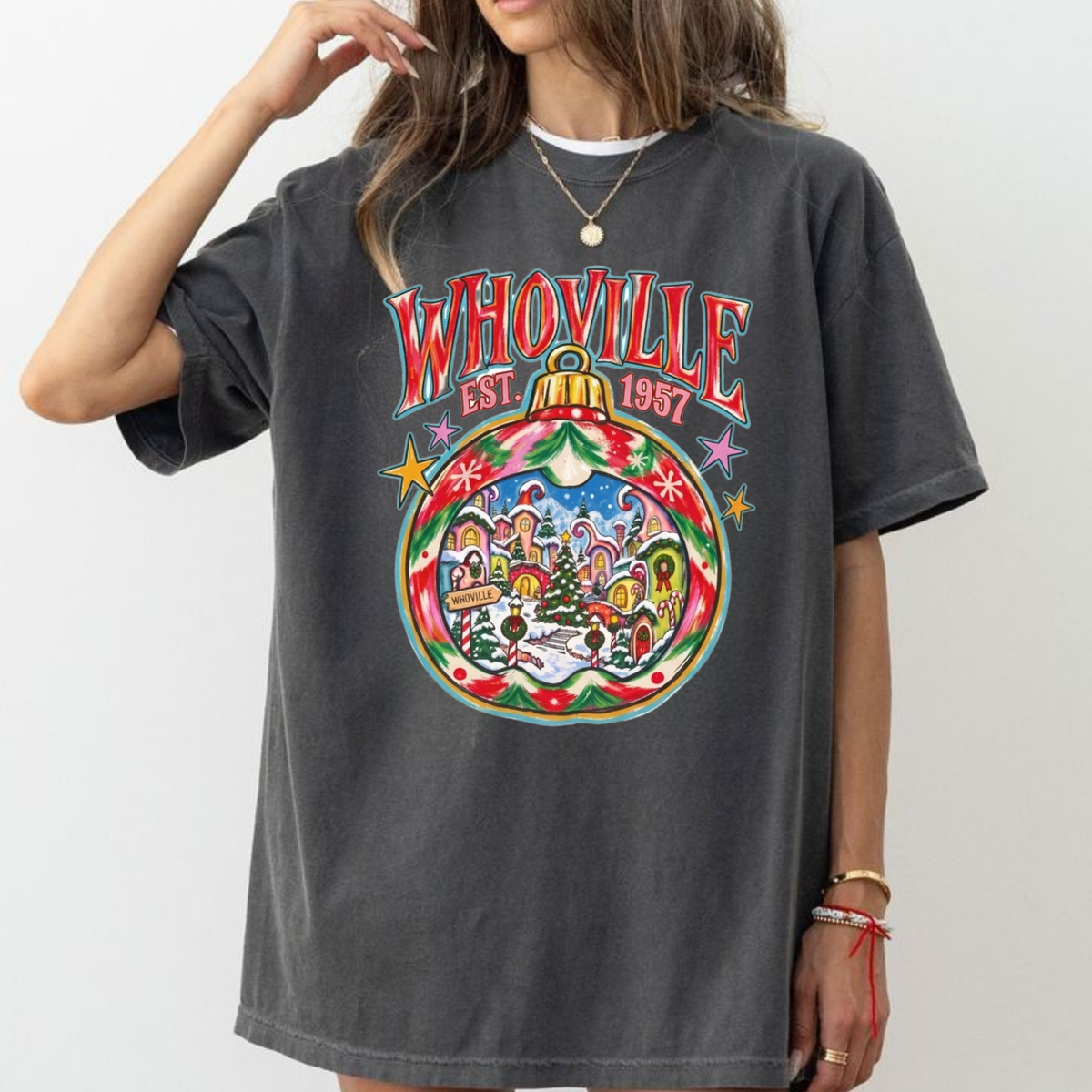 Festive North Pole Reunion Tee – Vintage Preppy Christmas Character Shirt