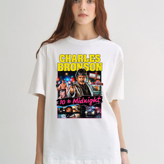 10 to Midnight (1983) Charles Bronson T-Shirt – Vintage 80s Action Crime Thriller Movie Graphic Tee - Hiyatee
