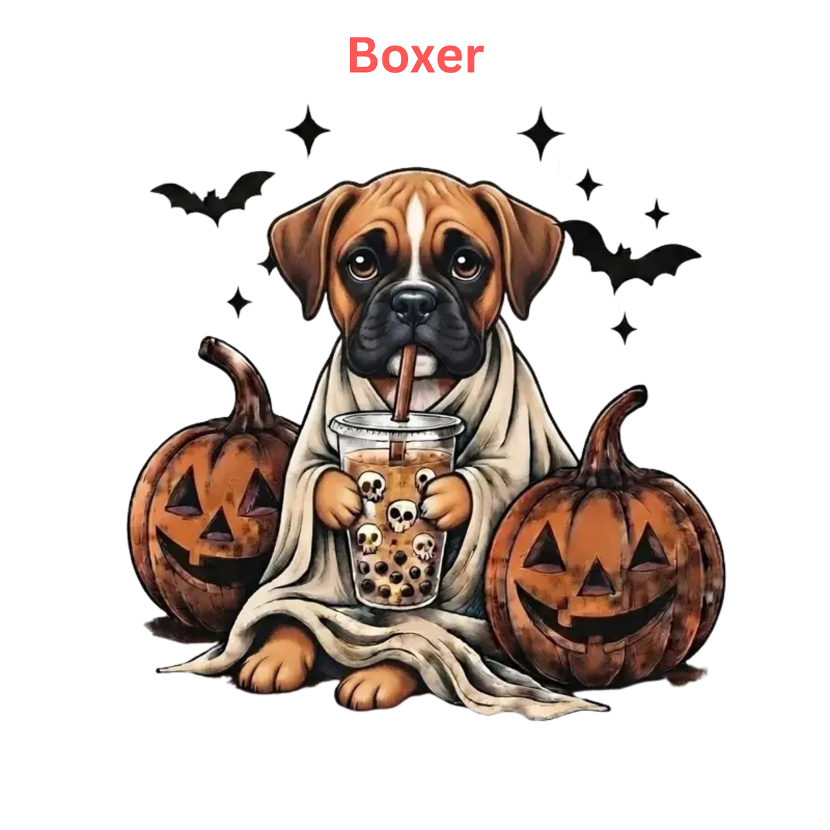 Comfort Colors® Custom Ghost & Boba Tea Halloween Dog T-Shirt