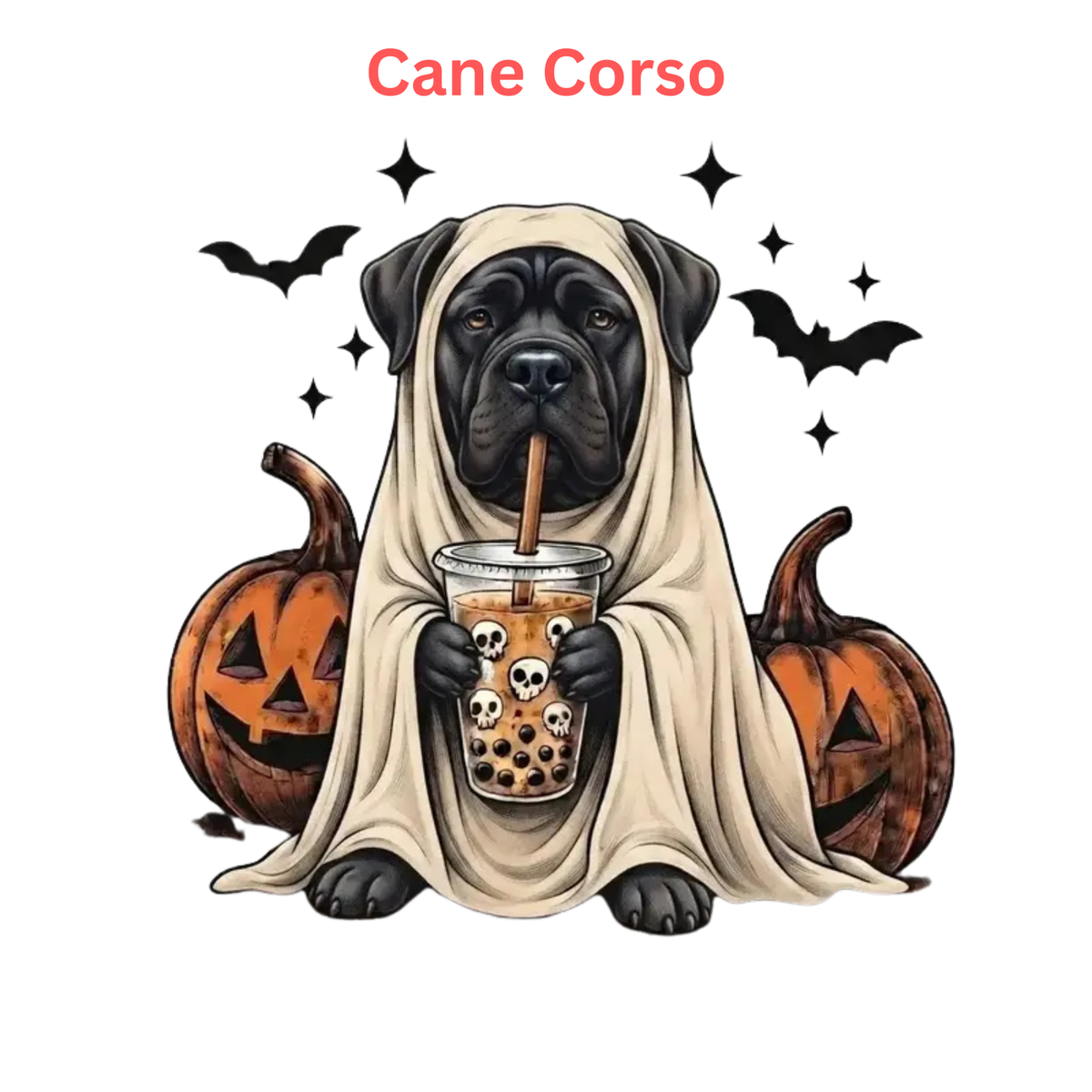 Comfort Colors® Custom Ghost & Boba Tea Halloween Dog T-Shirt