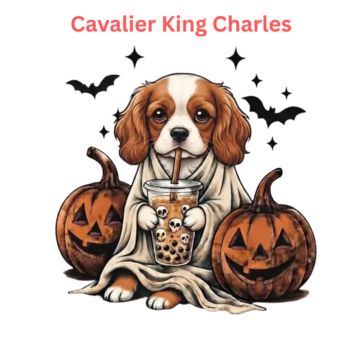 Comfort Colors® Custom Ghost & Boba Tea Halloween Dog T-Shirt