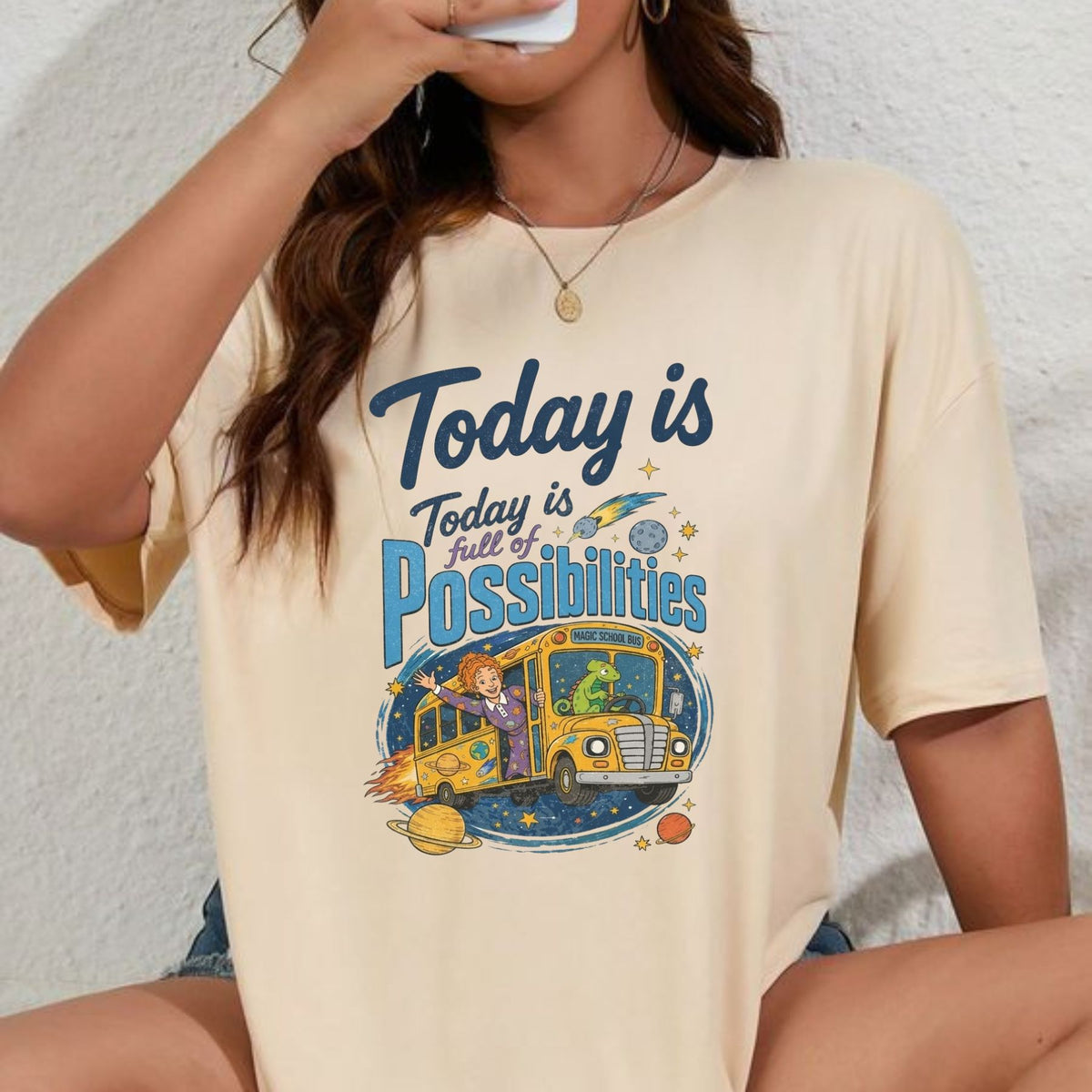 Today Is Full Of Possibilities Teacher Shirt – Comfort Colors Retro School Bus Graphic Tee