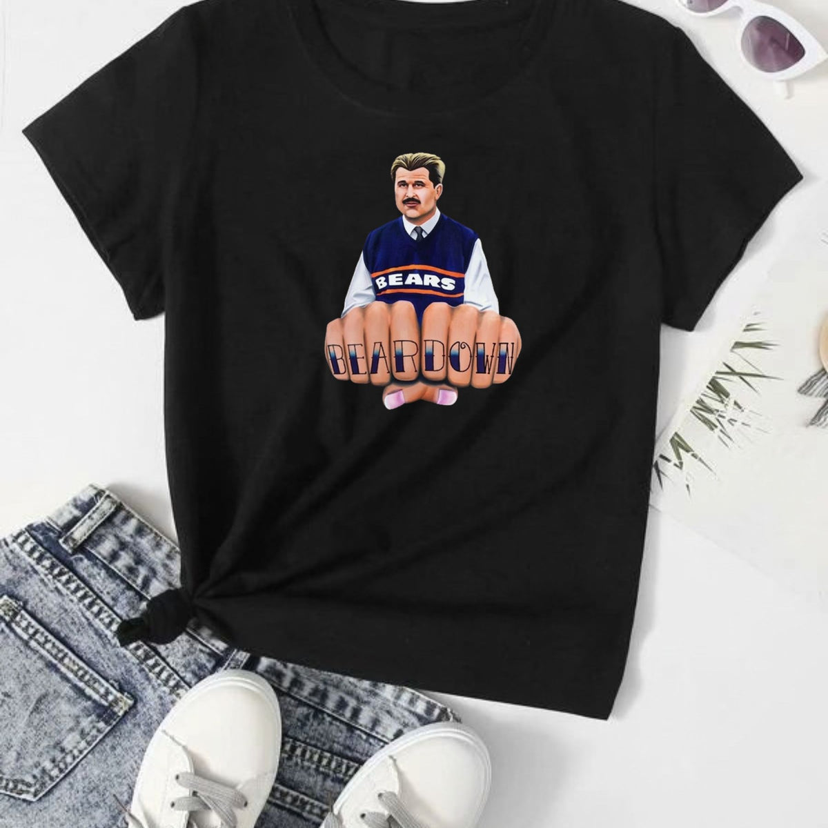 Mike Ditka Bear Down T-Shirt – Chicago Football Fan Graphic Tee, Vintage Sports Shirt
