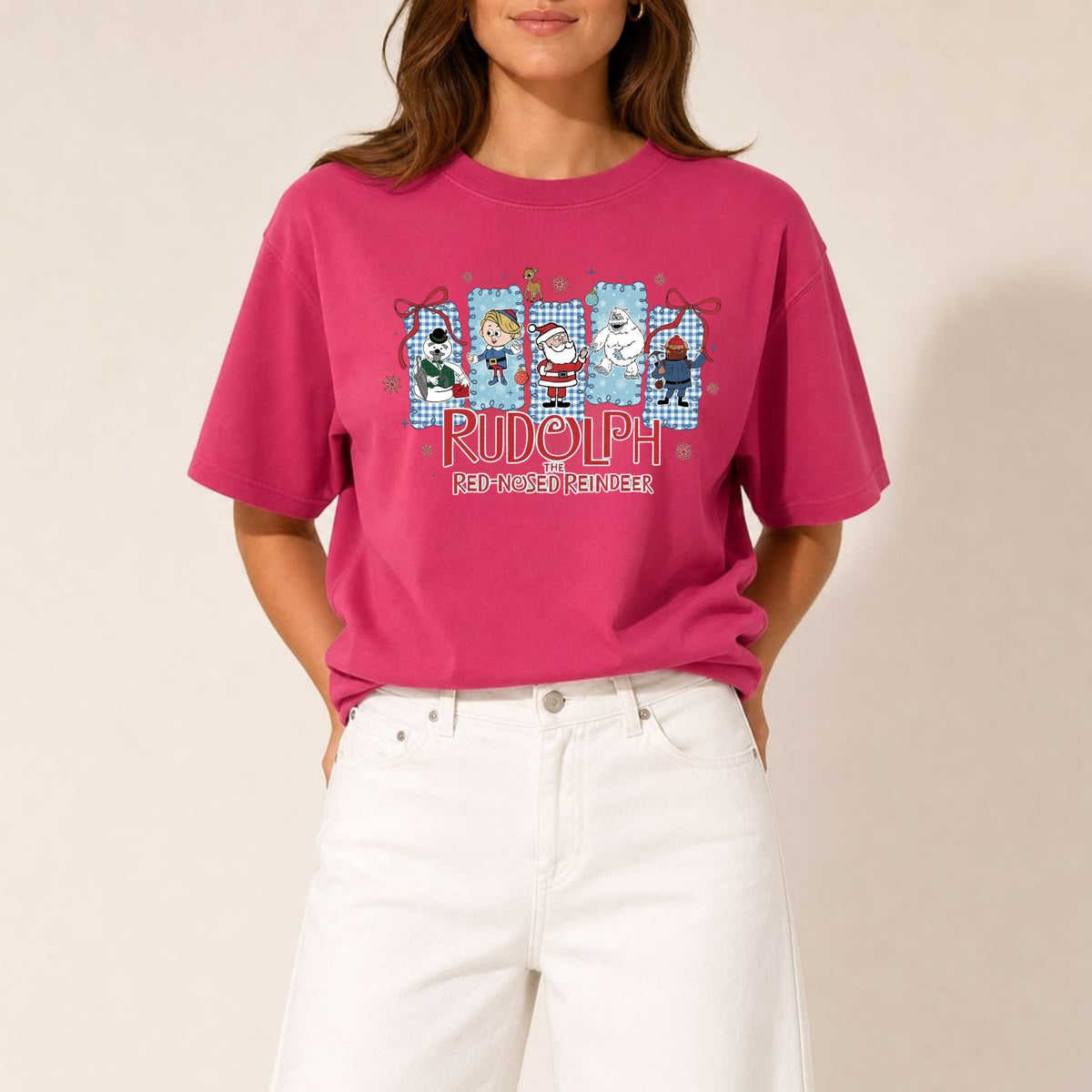 Retro Rudolph Christmas Graphic Shirt – Comfort Colors Funny Reindeer Holiday Tee