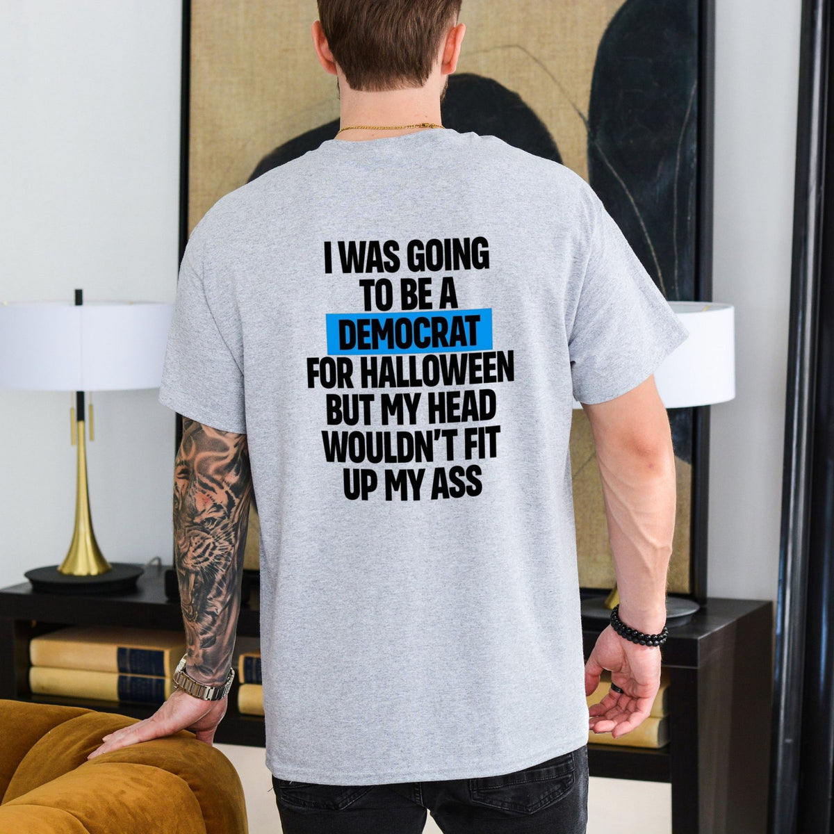 Spooky Left Wing Lazy Costume T-Shirt – Funny Election Season Political Satire Tee