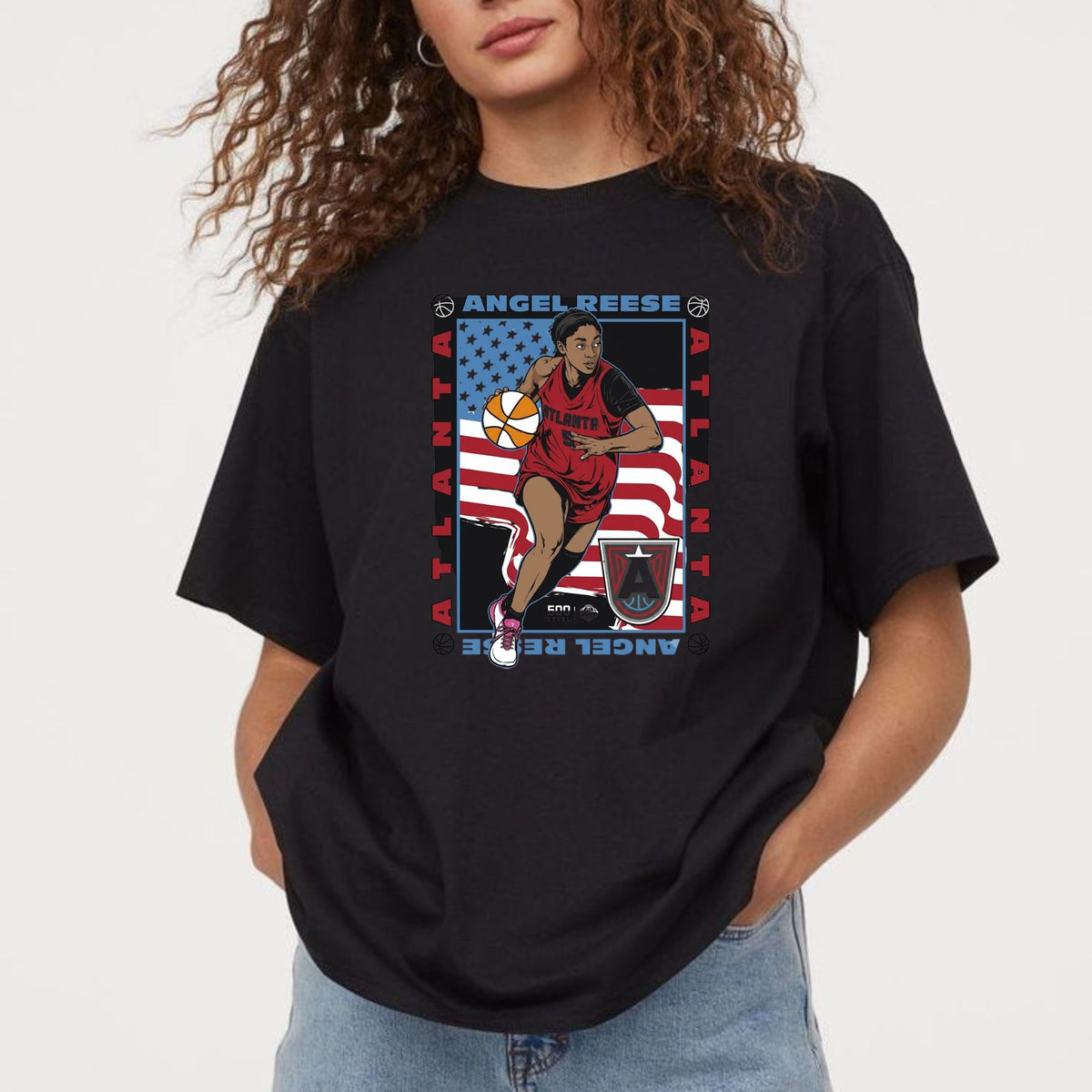 Angel Reese Atlanta Dream T-Shirt – Patriotic American Flag Basketball Graphic Apparel