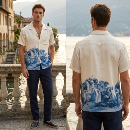 Greek Mythology Oil Painting Silk Hawaiian Camp Collar Shirt