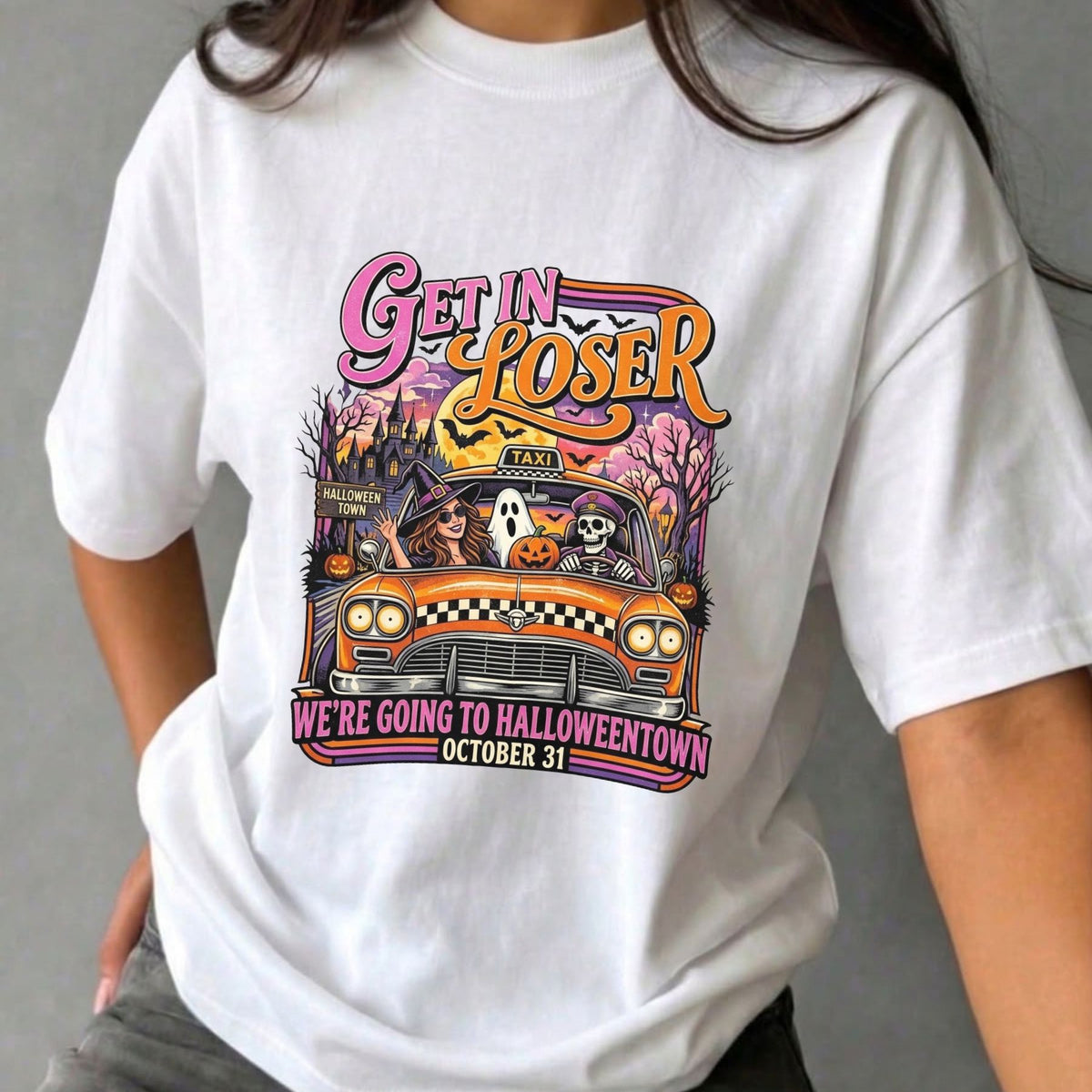 Spooky Express Destination T-Shirt – Nostalgic Retro Halloween Travel Graphic Tee