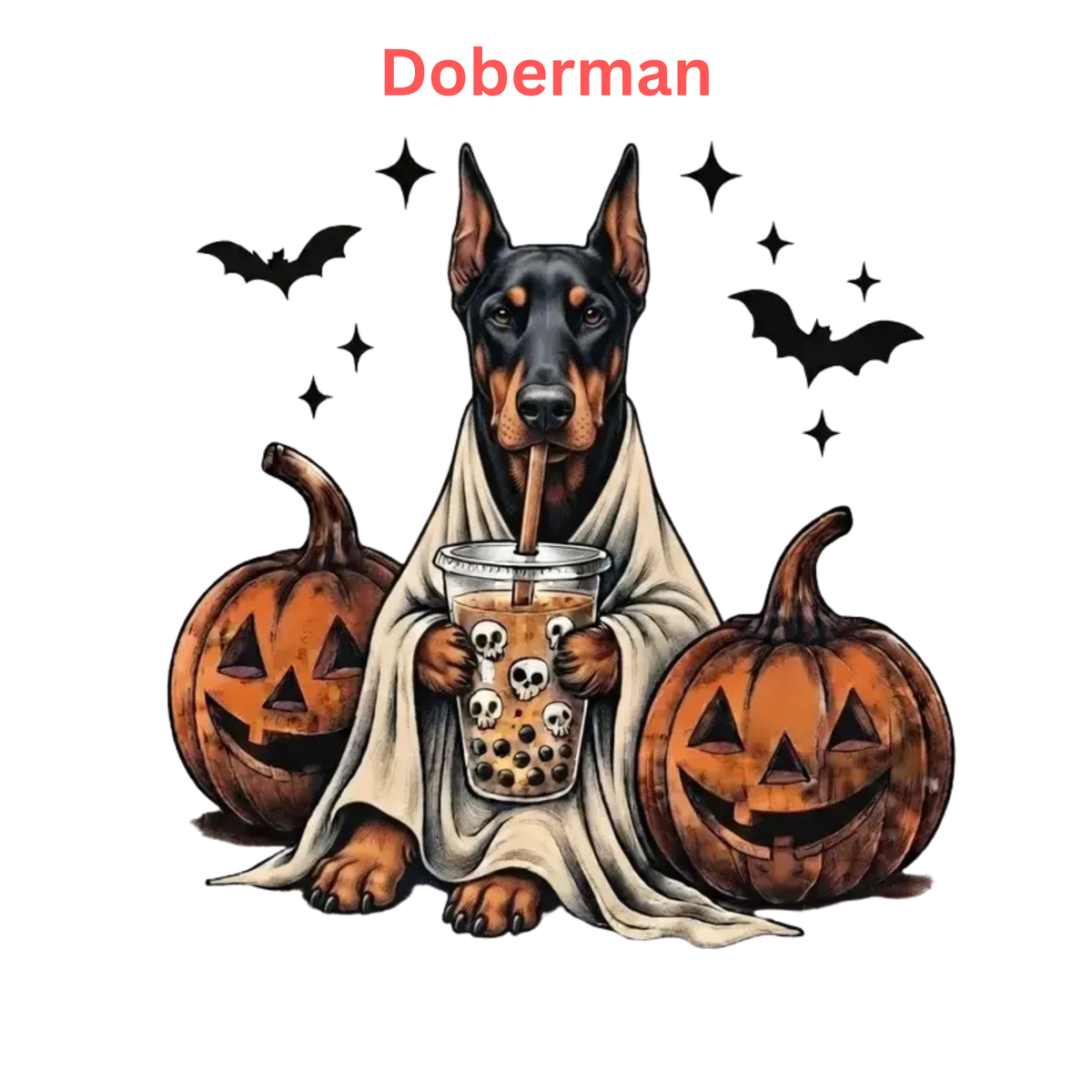 Comfort Colors® Custom Ghost & Boba Tea Halloween Dog T-Shirt