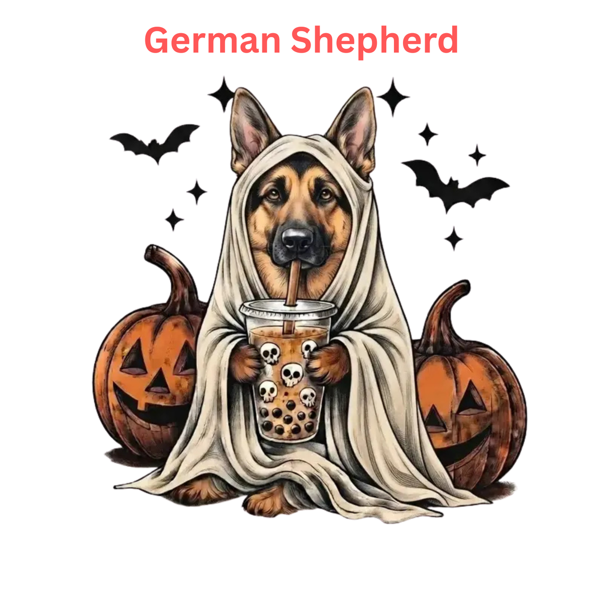 Comfort Colors® Custom Ghost & Boba Tea Halloween Dog T-Shirt