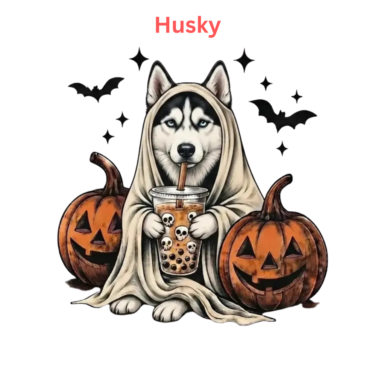 Comfort Colors® Custom Ghost & Boba Tea Halloween Dog T-Shirt