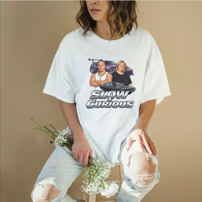 Vintage Car Parody Top – Slow & Curious Funny Graphic Apparel