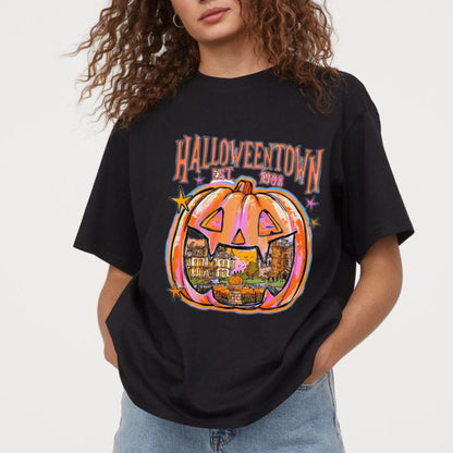 Halloween Town University T-Shirt – Retro Pumpkin Spooky Season Preppy Graphic Tee