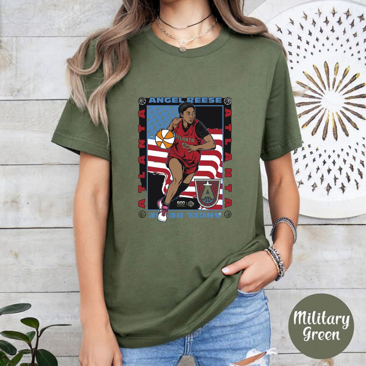 Angel Reese Atlanta Dream T-Shirt – Patriotic American Flag Basketball Graphic Apparel