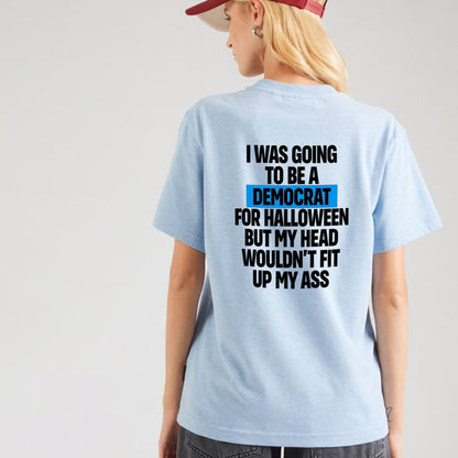 Spooky Left Wing Lazy Costume T-Shirt – Funny Election Season Political Satire Tee