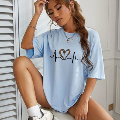 Wild Pulse Heartbeat T-Shirt – Animal Print ECG Lifeline Streetwear Tee