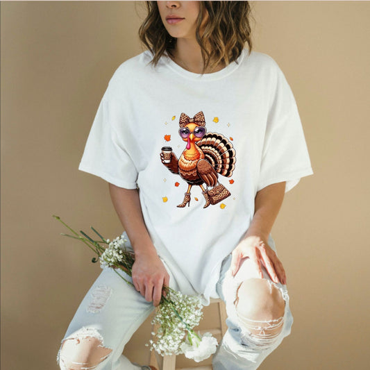Leopard Turkey Coffee Rush T-Shirt – Funny Thanksgiving Day Graphic Tee